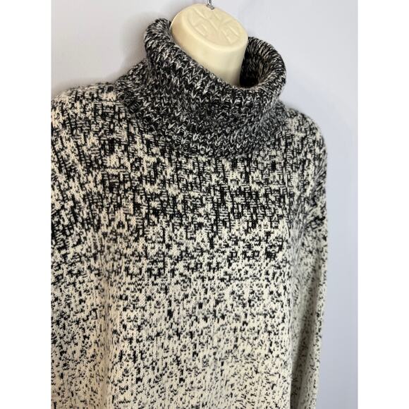 Athleta Marled Black Cream Cashmere Wool Blend Turtleneck Sweater Sz S - Picture 8 of 12